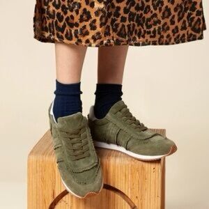 Charlotte Stone Olive Green Suede Sneakers size 8